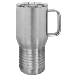 20 oz stainless steel travel tumbler with handle and slide lid - in stock fast shipping wholesale case pricing