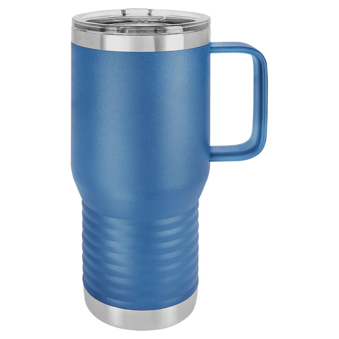 20 oz Stainless Steel Insulated Travel Tumbler with Handle - Powder Coated (Case of 24)