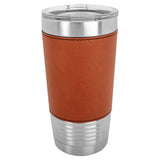 Blank 20 oz Faux Leather Tumbler, Insulated Stainless Steel + Lid