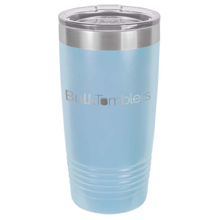 20 oz Stainless Steel Tumbler with Laserable Silicone Grip - Blue