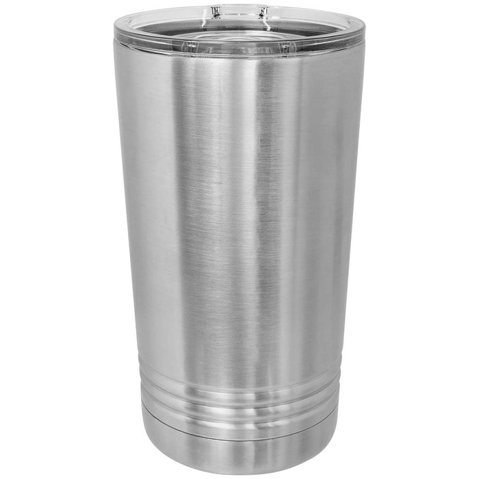 Blank 16 oz Pint Glass - Double Wall Insulated Stainless Steel Powder Coated Beer Tumblers + Lid