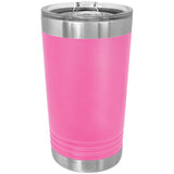 Blank 16 oz Pint Glass - Double Wall Insulated Stainless Steel Powder Coated Beer Tumblers + Lid