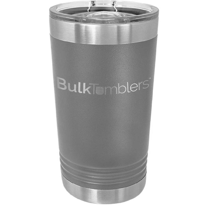 16 oz Pint Glass w Logo Laser Engraved on Insulated Stainless Steel Beer Tumblers + Lid
