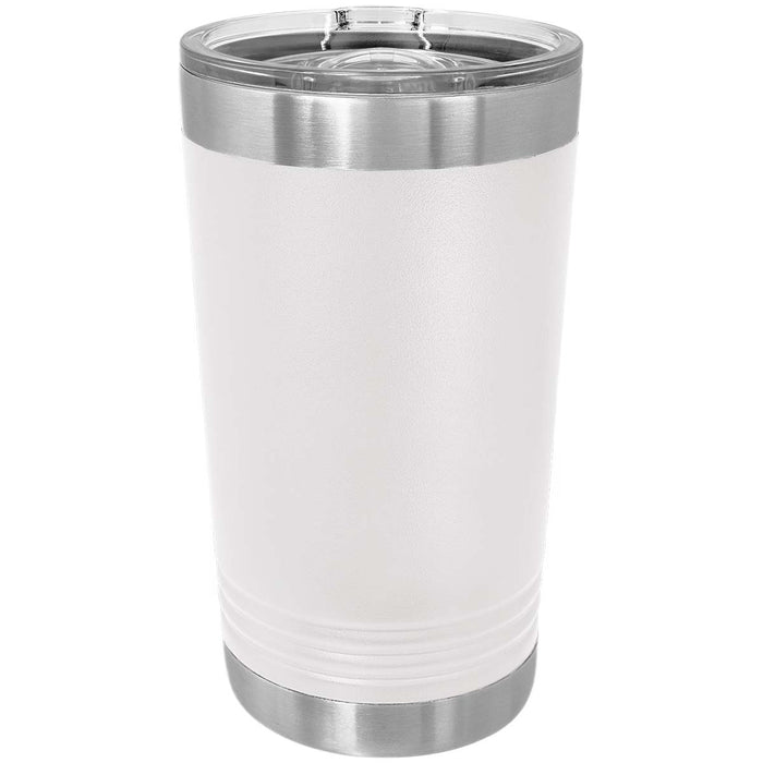 Customizable White Vacuum Insulated Wine Tumbler, Stainless Steel | 16 oz, PlaqueMaker