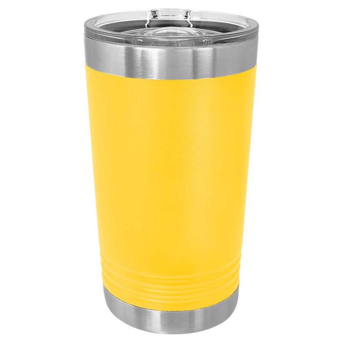 Vaso de pinta de 16 oz con logotipo grabado con láser en vasos de cerveza de acero inoxidable aislados + tapa