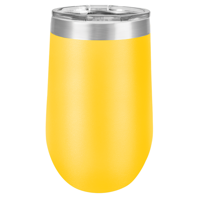 Vaso de vino de 16 oz con logotipo grabado con láser en vasos de vino de acero inoxidable aislados + tapa