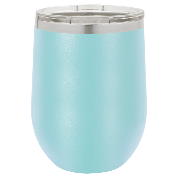Insulated Wine Tumbler with Lid (Pearl Blue), Stemless Stainless