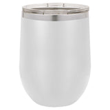 12 oz Wine Tumbler with Logo Laser Engraved on Insulated Stainless Steel Wine Tumblers + Lid
