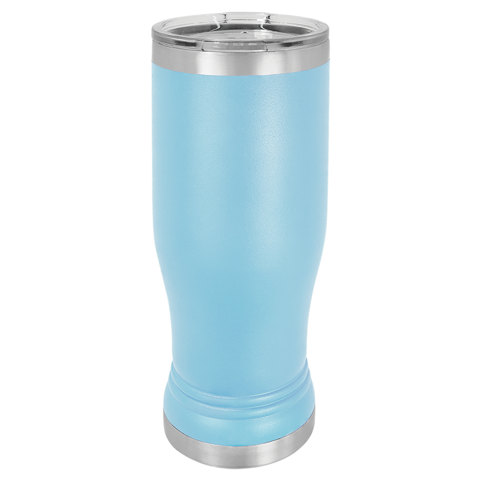 Blank 14 oz Beer Pilsner Glass Tumbler, Insulated Stainless Steel + Lid