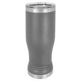 Vaso de vidrio Pilsner de cerveza en blanco de 14 oz, acero inoxidable aislado + tapa