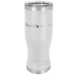 14 oz Promo Personalized Beer Pilsner Glass Tumbler w Logo Laser Engraved on Insulated Stainless Steel + Lid