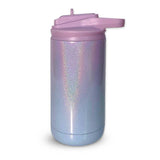 12 oz kids sport water bottle flip lid and straw - ombre magic mist holographic pink lavender blue glitter