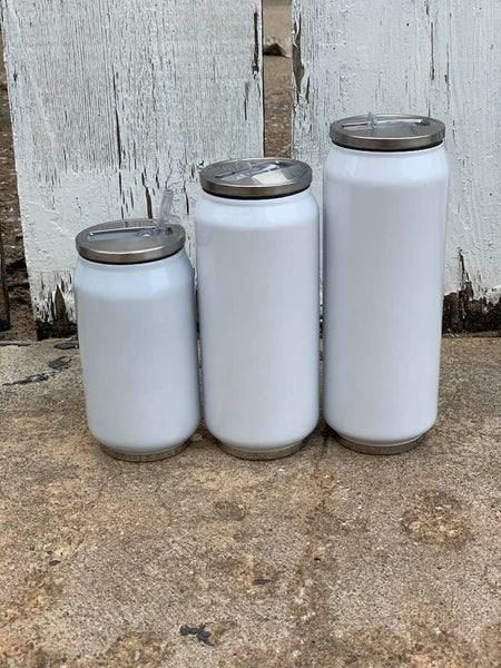 SUBLIMATION WHITE Blank Stainless Steel Insulated Soda Can Tumblers - —  Bulk Tumblers