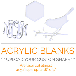 Cargue su propia forma de contorno - Forma de acrílico en blanco - hasta 18" x 36"